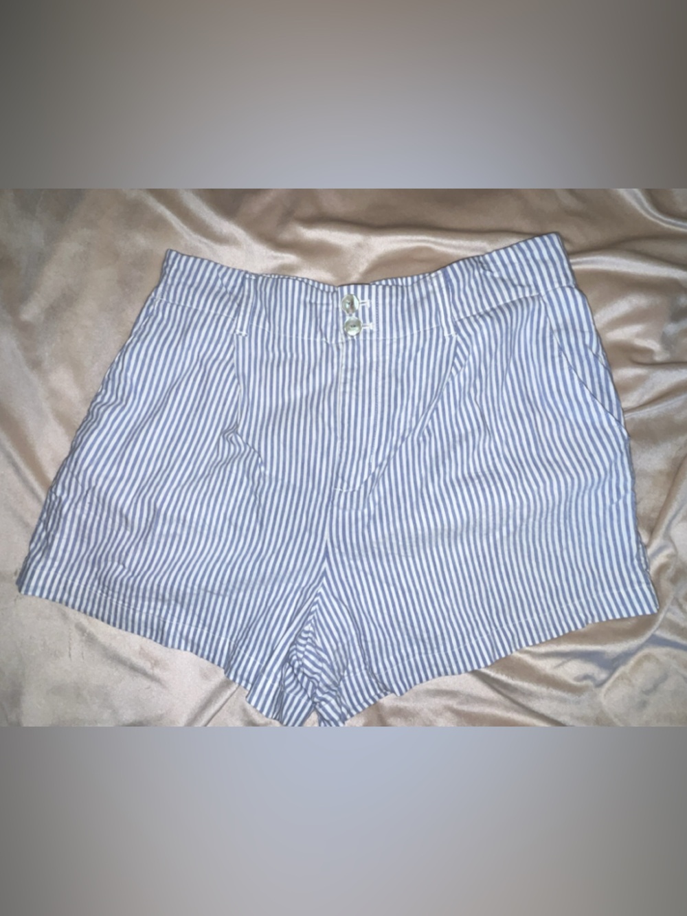 LC Lauren Conrad Blue & White Striped High-Rise Shorts